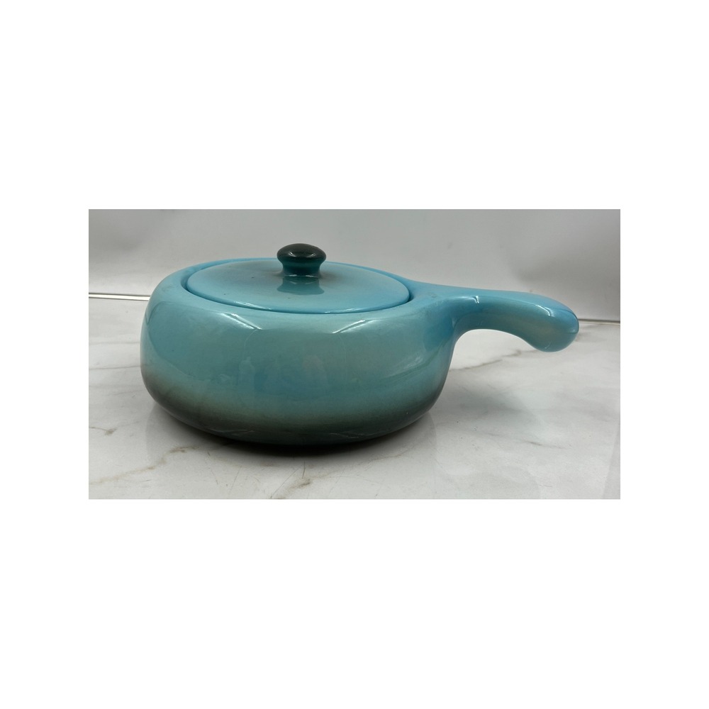 Vintage Hull USA Pottery Blue Ombre Oven Proof Casserole Dish with Lid 28-8